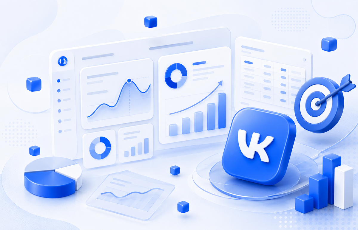 3D-иллюстрация рекламных связок VK Ads
