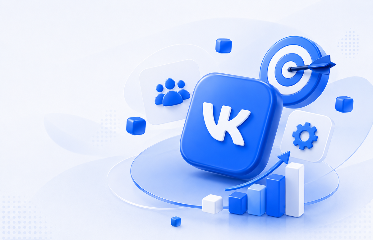 3D-иллюстрация услуг VK Ads